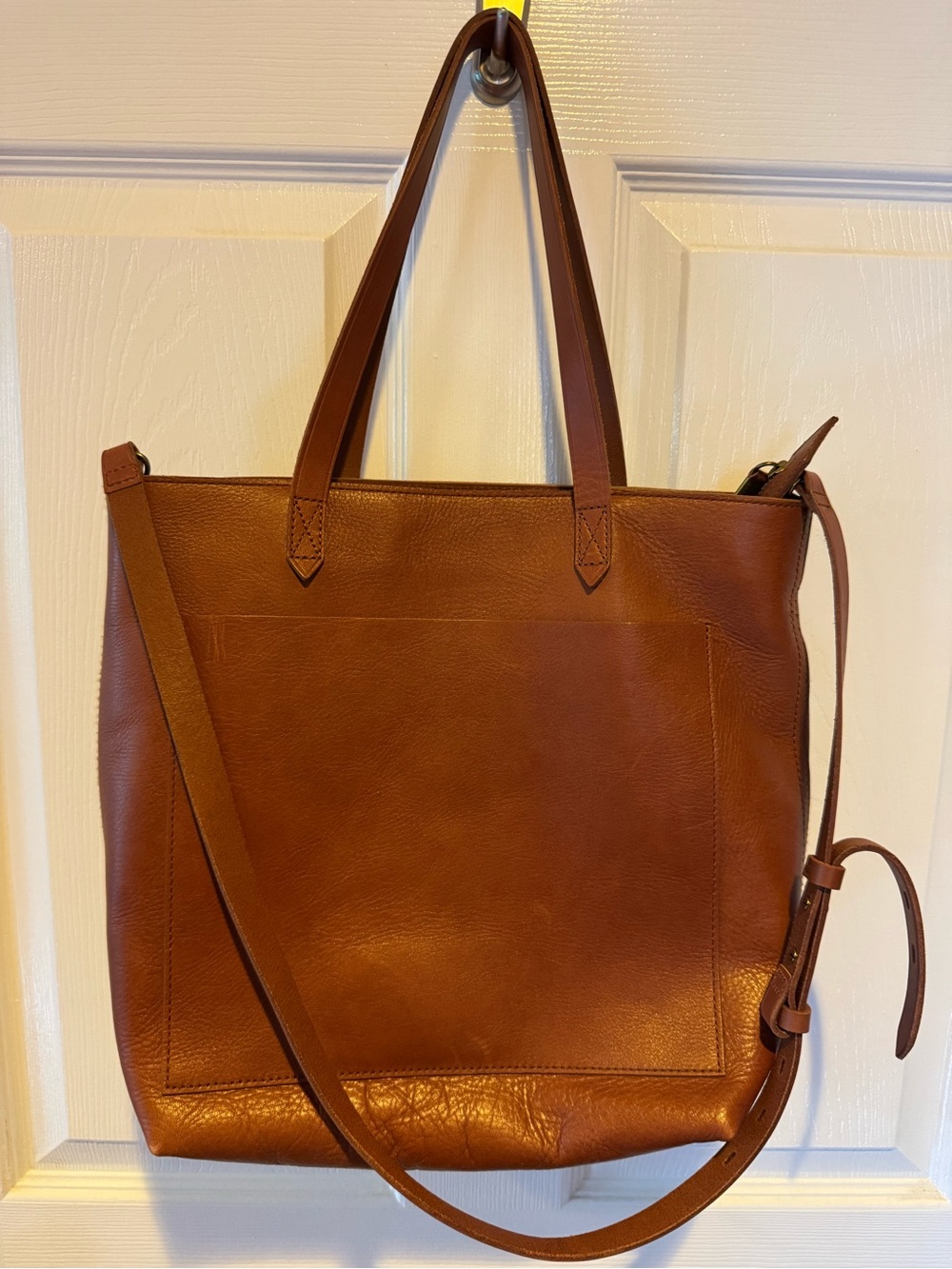 Madewell Cognac Leather Tote with Adjustable Strap